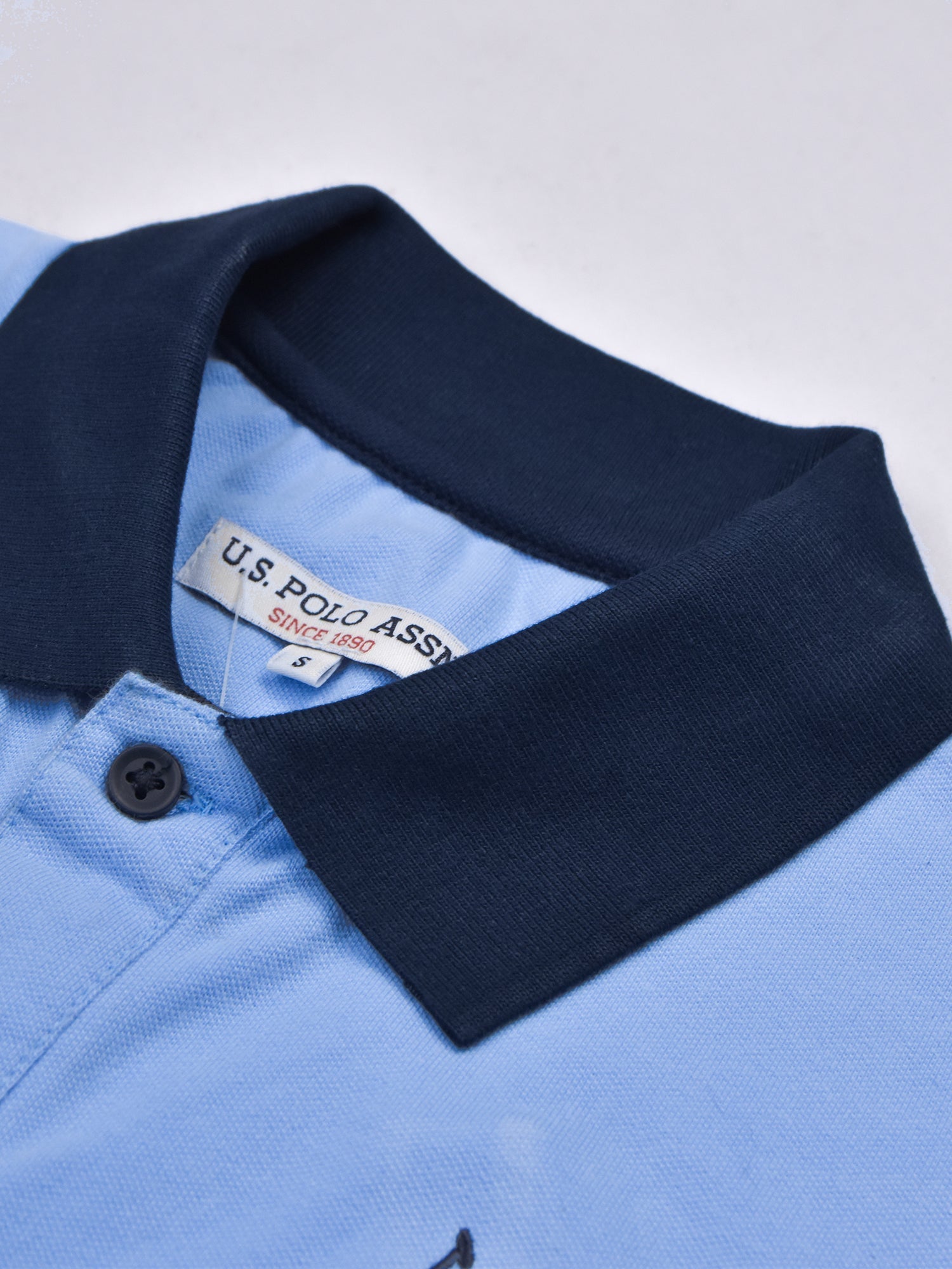 U.S.P.A Stylish Pique Summer Polo For Men-Dark Sky with White & Navy Stripe-RT787