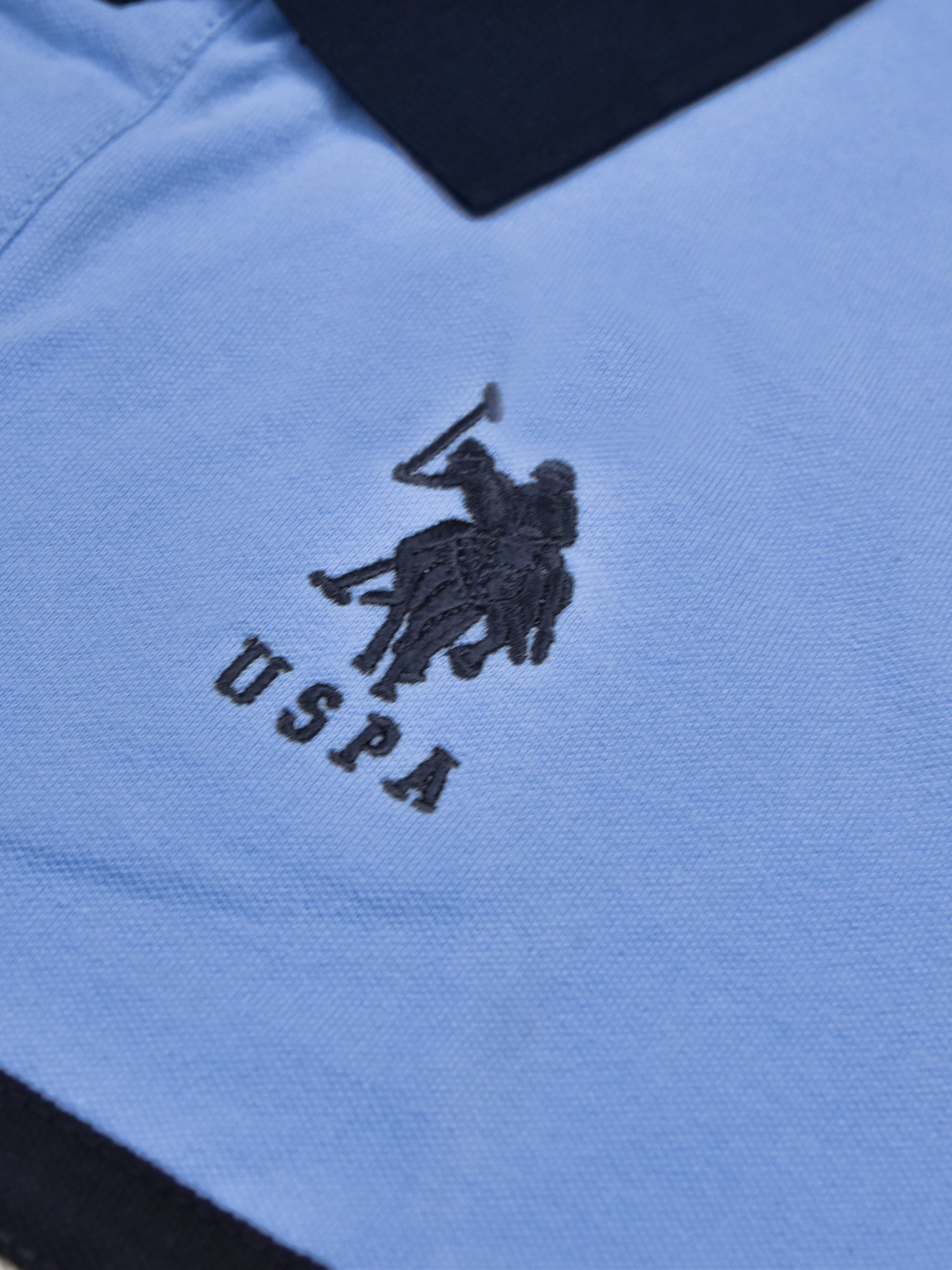 U.S.P.A Stylish Pique Summer Polo For Men-Dark Sky with White & Navy Stripe-RT787