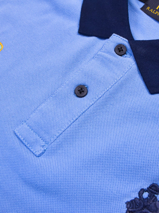 Summer Polo Shirt For Men-Light Blue & Navy-RT780