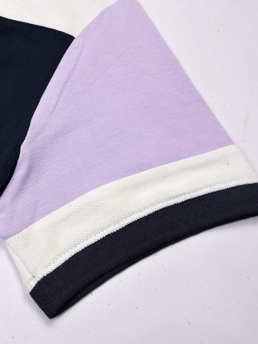 Summer Polo Shirt For Men-Light Purple with Navy & White-RT28