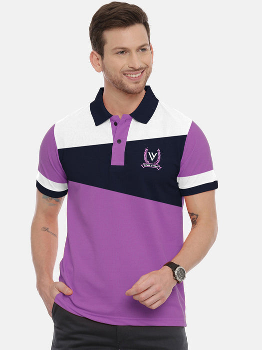 Summer Polo Shirt For Men-Purple with Navy & White-RT777
