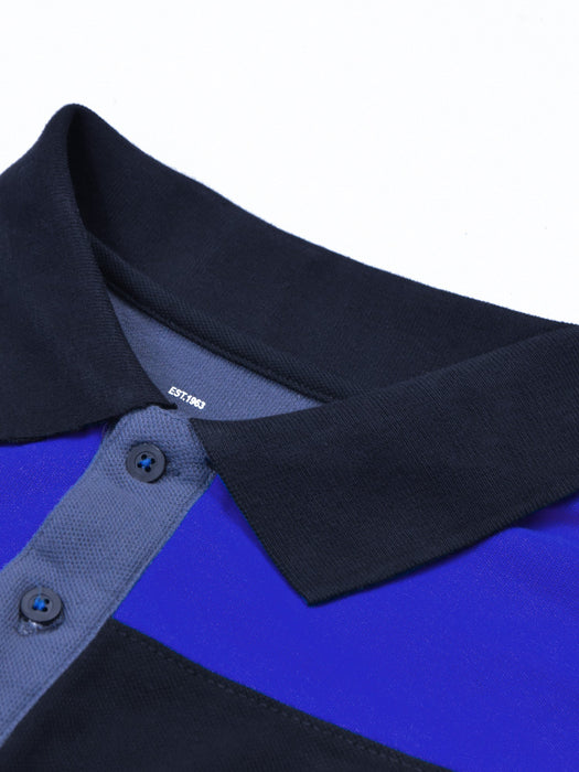 Summer Polo Shirt For Men-Slate Blue with Black Blue-RT776