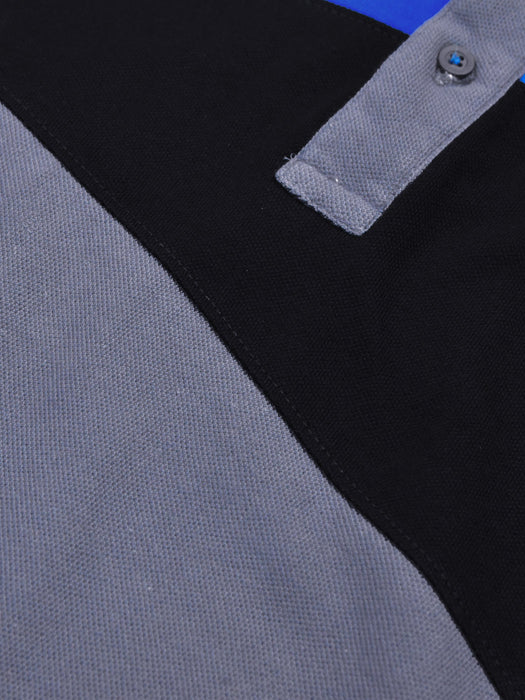 Summer Polo Shirt For Men-Slate Blue with Black Blue-RT776