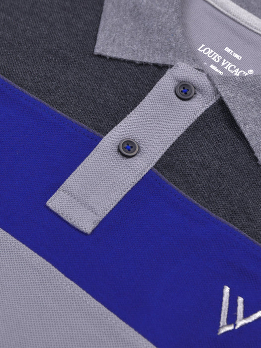 Summer Polo Shirt For Men-Slate Grey with Charcoal & Blue-RT27
