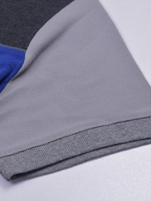 Summer Polo Shirt For Men-Slate Grey with Charcoal & Blue-RT27
