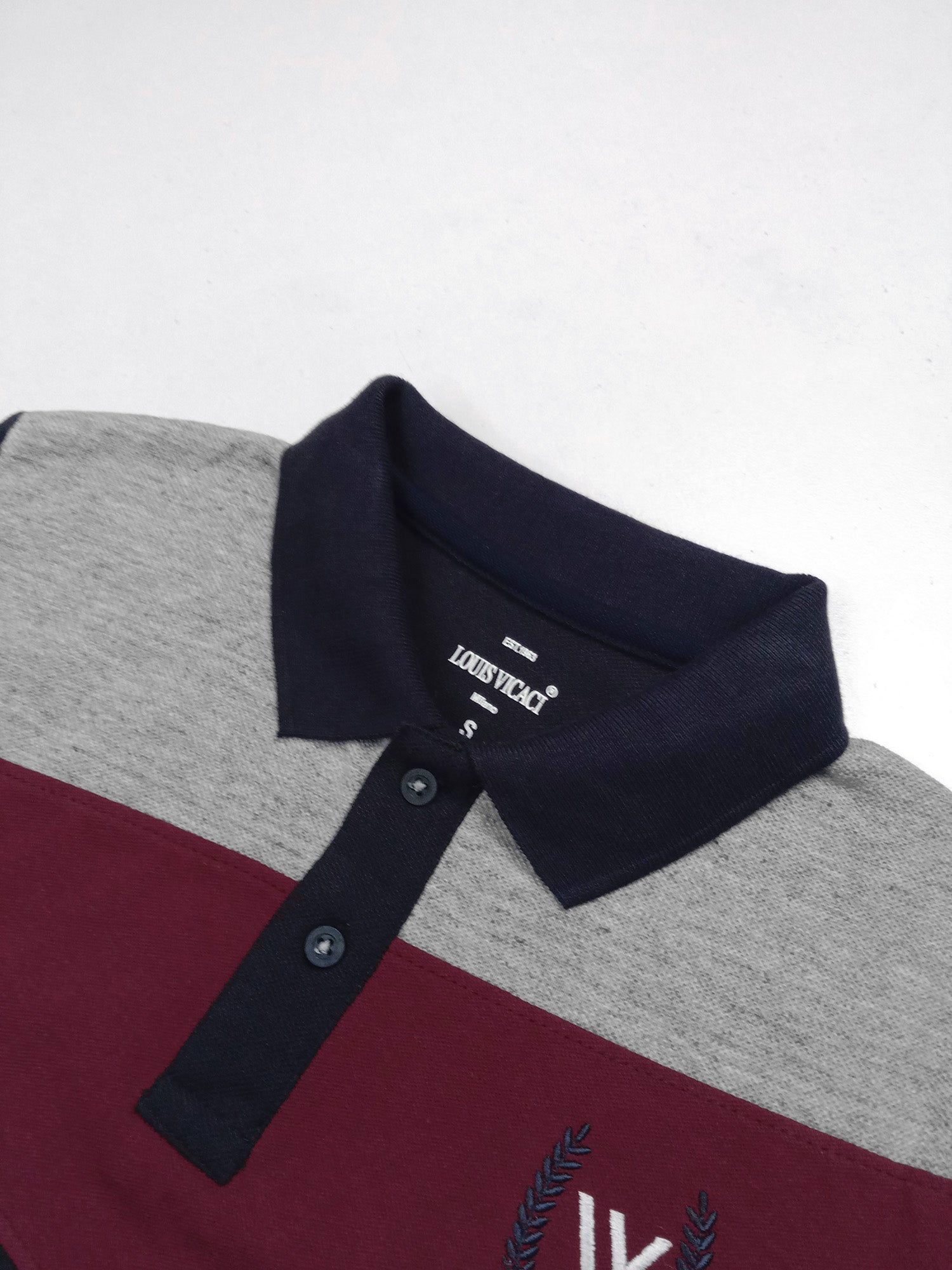 Summer Polo Shirt For Men-Navy with Grey Melange & Maroon-RT2327