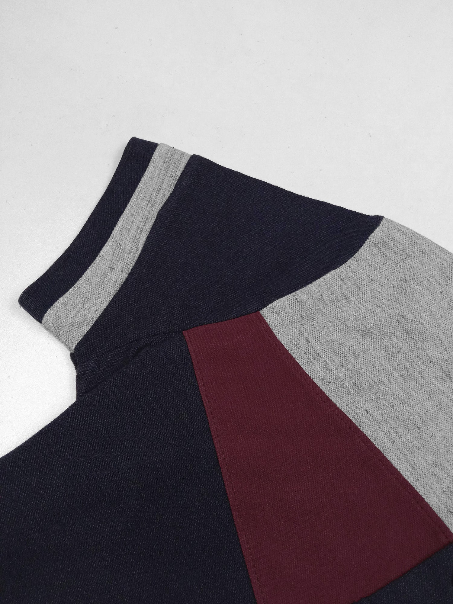Summer Polo Shirt For Men-Navy with Grey Melange & Maroon-RT2327