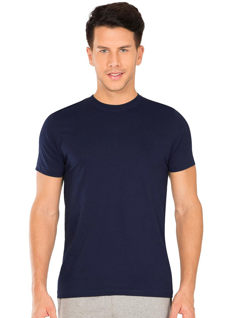 NXT Single Jersey Crew Neck Tee Shirt For Men-Dark Blue-BE16798