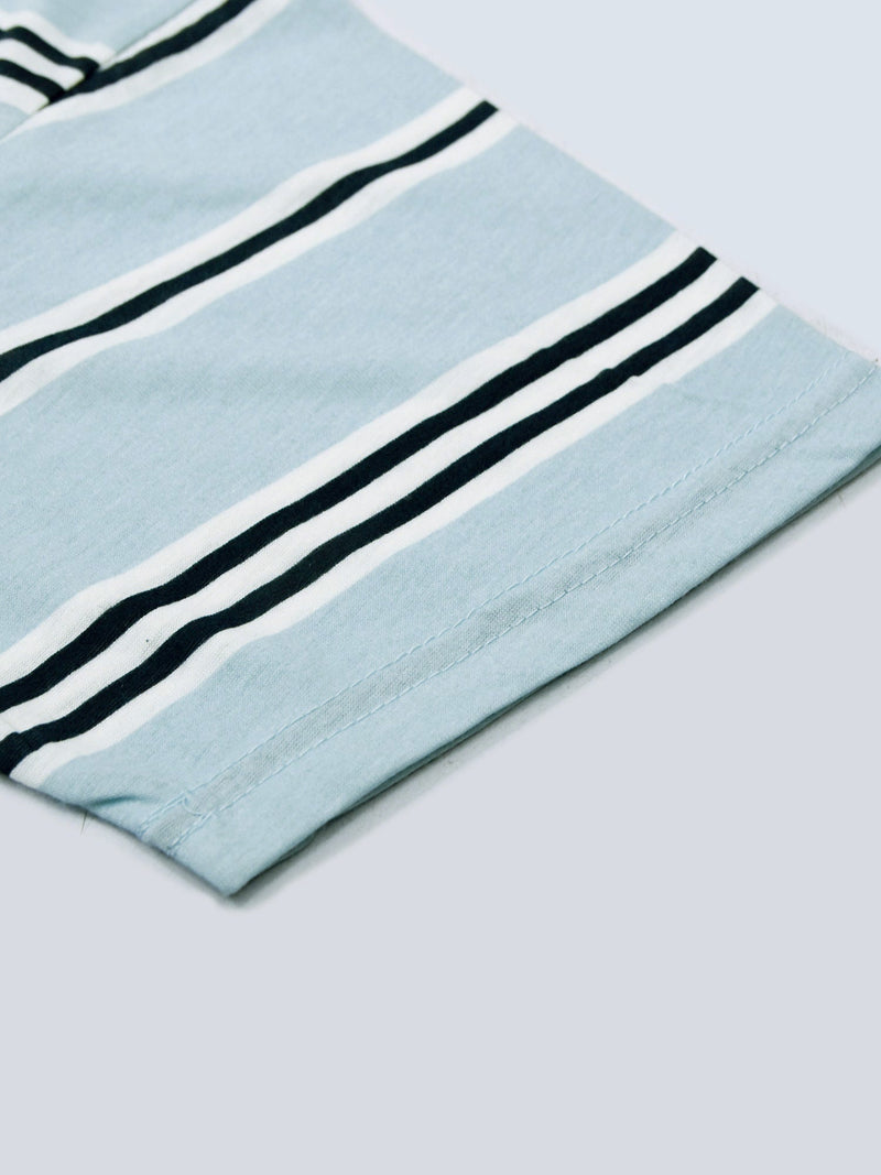 Orignal Single Jersey Crew Neck Tee Shirt For Men-Blue With Stripes-RT2425