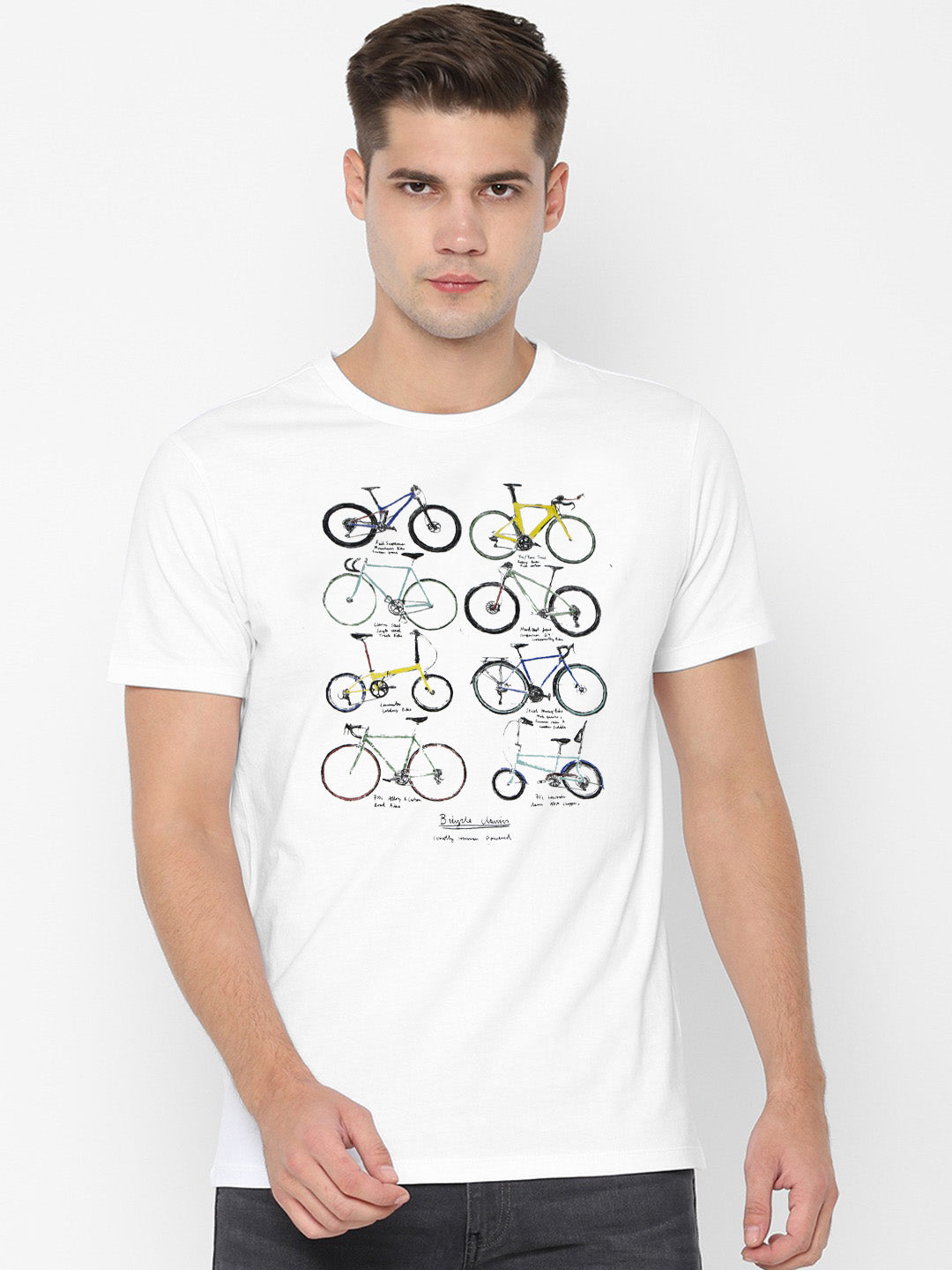 FF Single Jersey Crew Neck Tee Shirt For Men-White with Print-BE16891