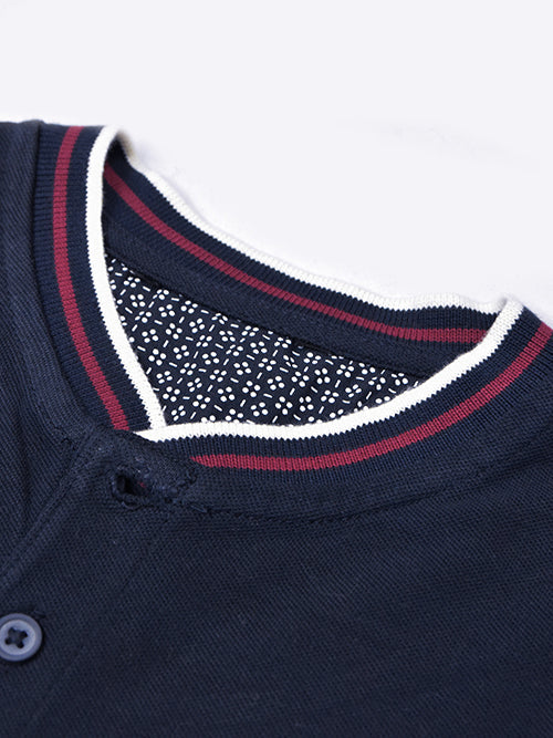 Nxt P.Q Henley Tee Shirt For Men-Navy-BE16900