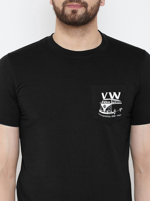 BB Single Jersey Crew Neck Tee Shirt For Men-Black-BE16904
