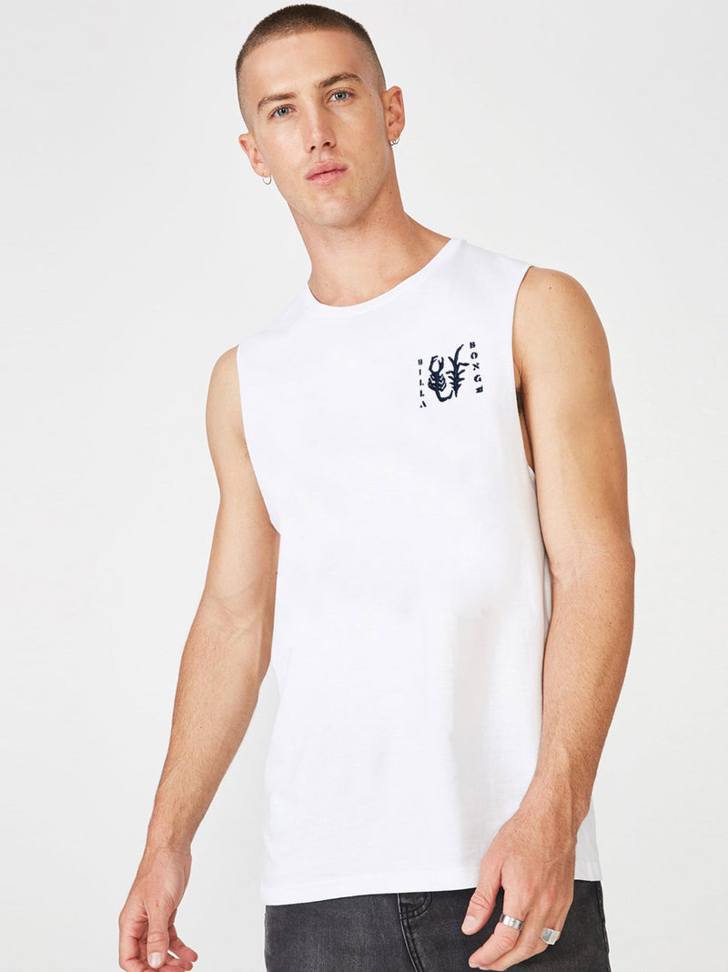 BB Single Jersey Sleeveless Tee Shirt For Men-White-BE16935