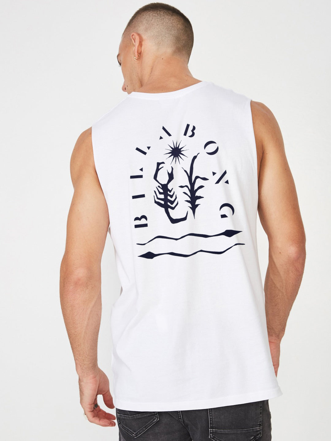 BB Single Jersey Sleeveless Tee Shirt For Men-White-BE16935