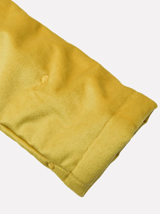 Mango Velvet Quilted Zipper Mock Neck Jacket For Kids-Yellow-BE15502