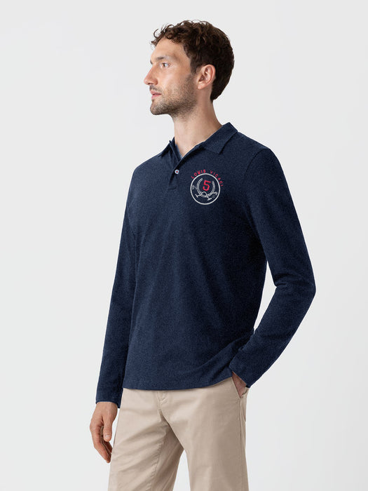 Louis Vicaci Long Sleeve P.Q Polo Shirt For Men-Dark Navy Melange-RT1792