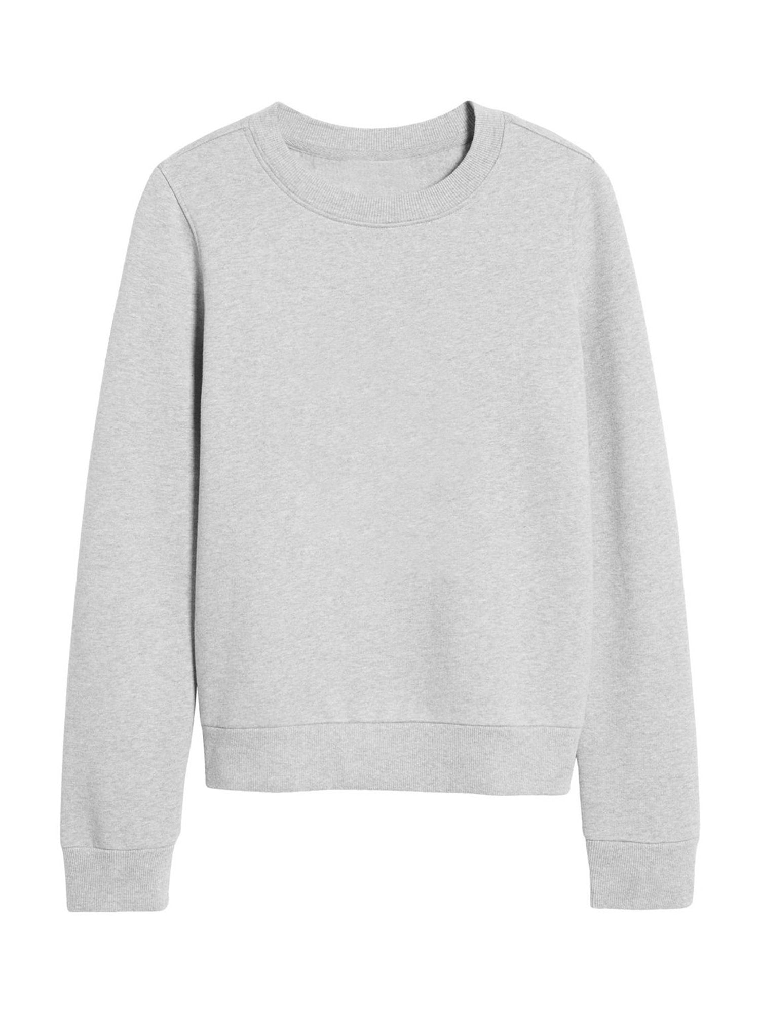 New Look Fleece Boxy Sweatshirt For Ladies-Grey Melange-BR14374