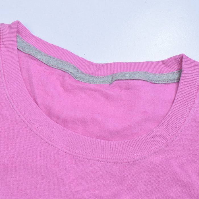 Fleece Crew Neck Sweatshirt For Men-Pink with Charcoal Melange & Red Panels-BR970