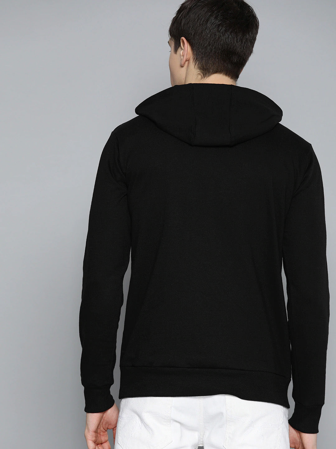 Next Fleece Pullover Hoodie For Men-Black-RT1086