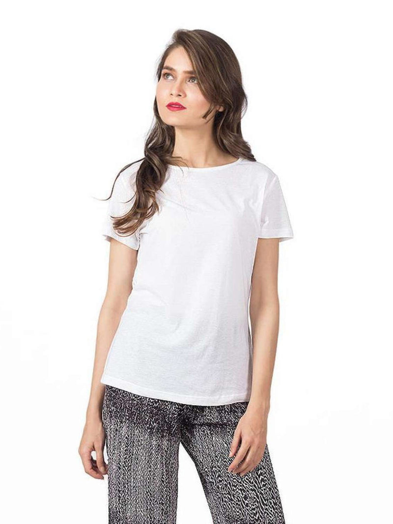 Next Half Sleeve Tee Shirt For Women-White-AN2533