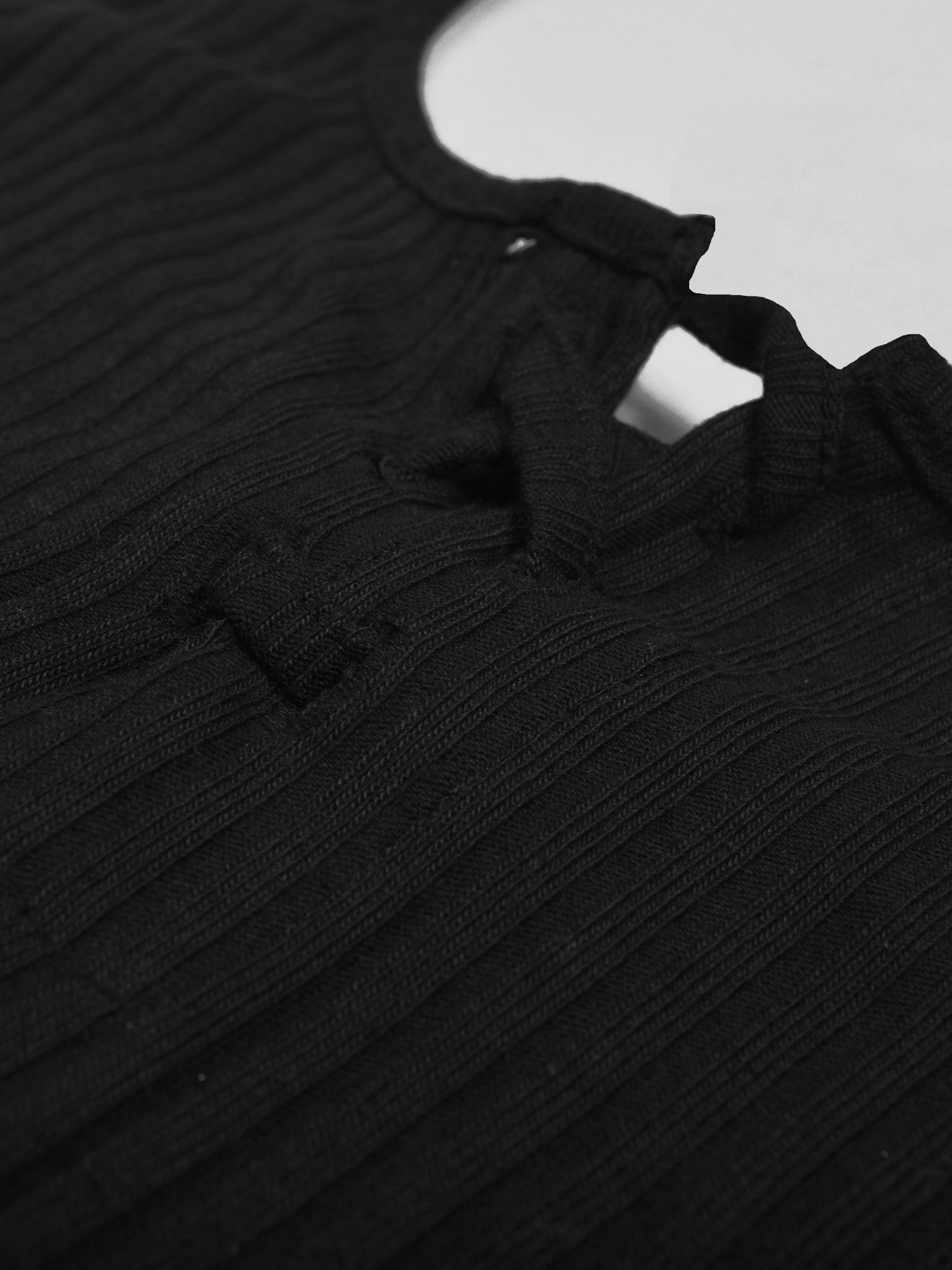 Next Rib Seleeveles Top For Girls-Black-RT728