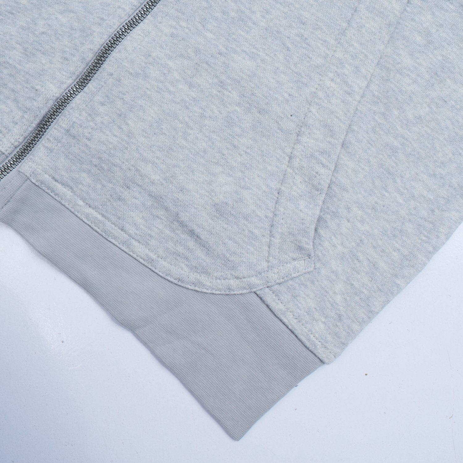 Terry Fleece Zipper Hoodie For Men-Grey Melange With Dark Navy Panel-BR14371