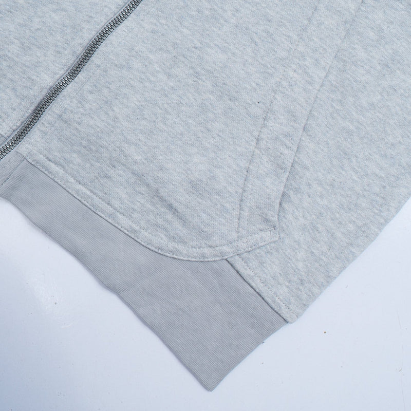 Terry Fleece Zipper Hoodie For Men-Grey Melange With Dark Navy Panel-BR14371