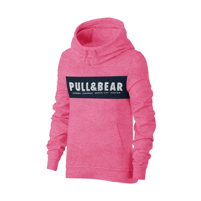 P&B Fleece Pullover Hoodie For Men-Pink Melange with Navy Panel-SP4147