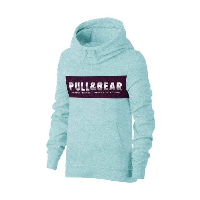 P&B Fleece Pullover Hoodie For Men-Sky Blue Melange with Burgundy Panel-SP4146