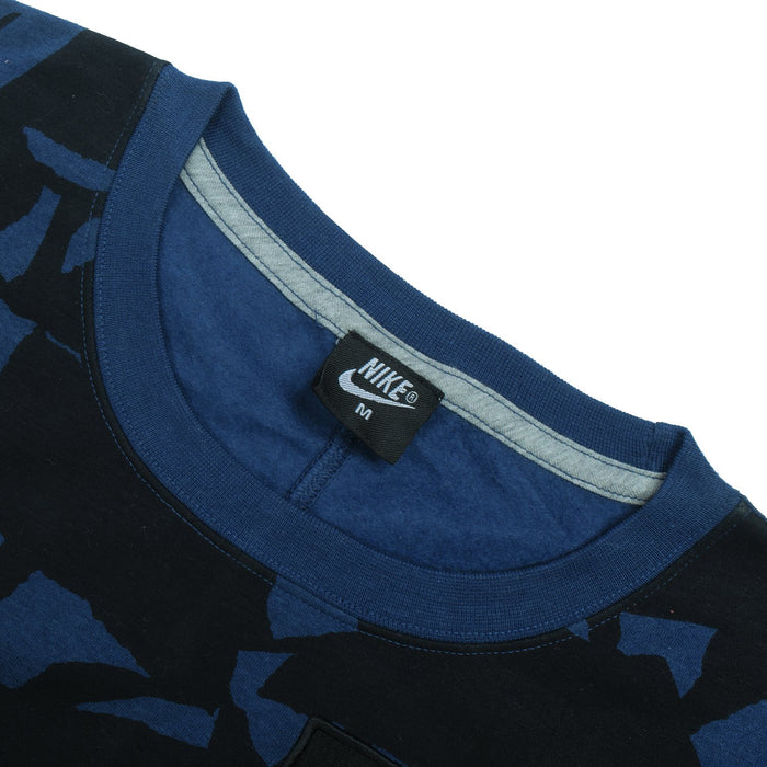 NK Fleece Cap Sleeve Long Length Sweatshirt For Ladies-Dark Blue & Black-BE14020