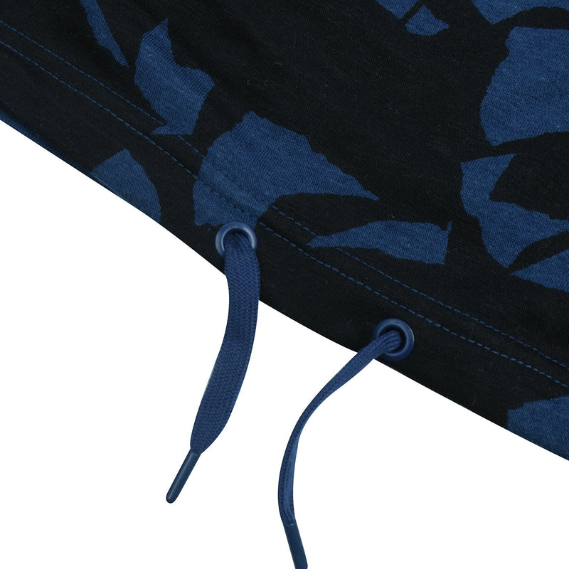 NK Fleece Cap Sleeve Long Length Sweatshirt For Ladies-Dark Blue & Black-BE14020