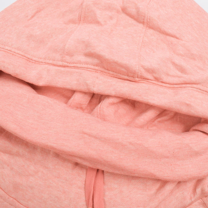 NK Fleece Funnel Neck Pullover Hoodie For Men-Coral Orange Melange With Navy Embroidery-BE13642