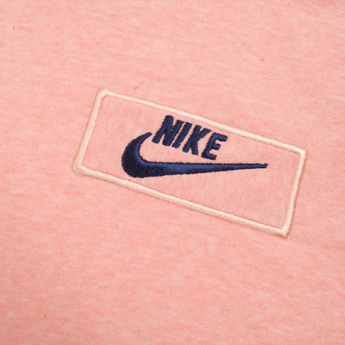 NK Fleece Funnel Neck Pullover Hoodie For Men-Coral Orange Melange With Navy Embroidery-BE13642