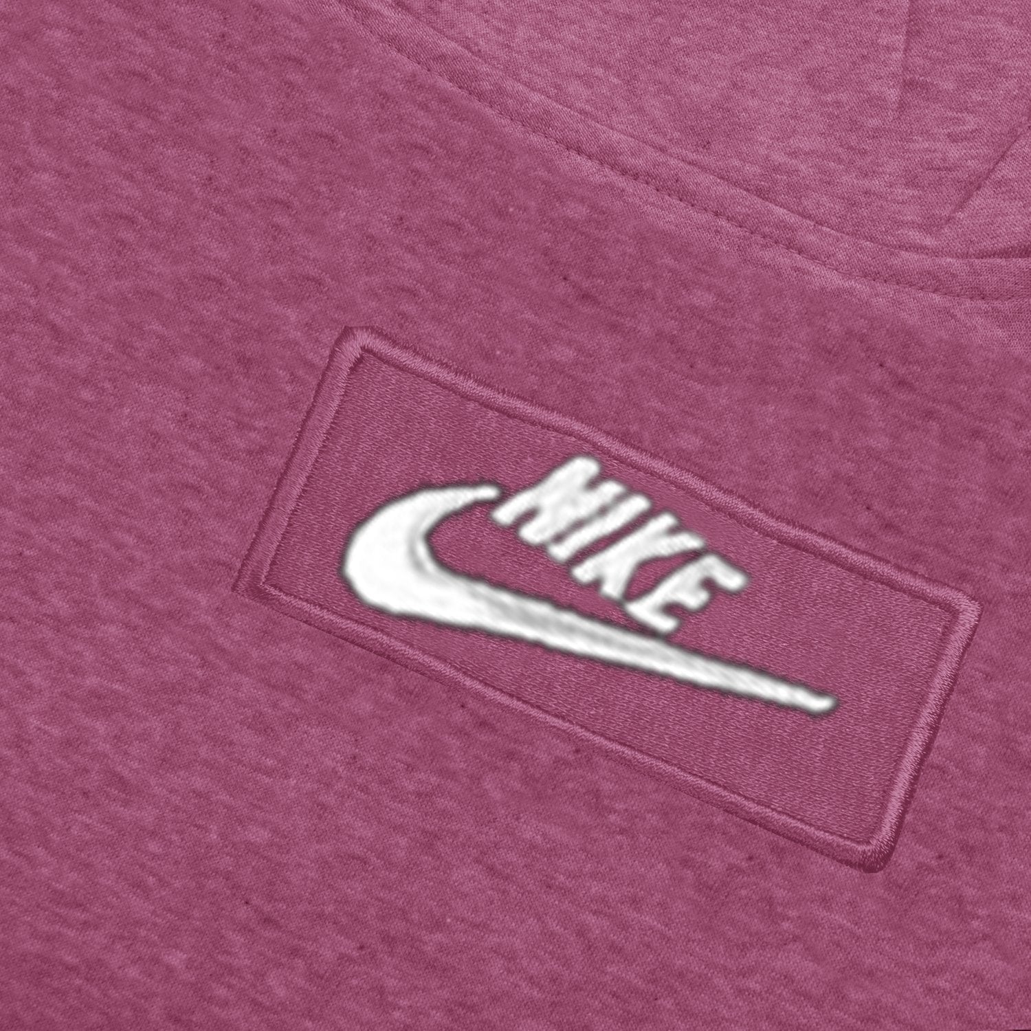 NK Fleece Funnel Neck Pullover Hoodie For Men-Magenta Melange With White Embroidery-SP4087