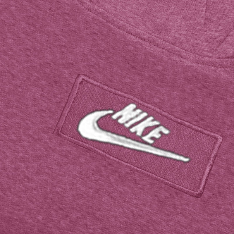 NK Fleece Funnel Neck Pullover Hoodie For Men-Magenta Melange With White Embroidery-SP4087