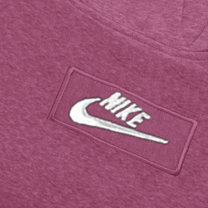 NK Fleece Funnel Neck Pullover Hoodie For Men-Magenta Melange With White Embroidery-SP4087