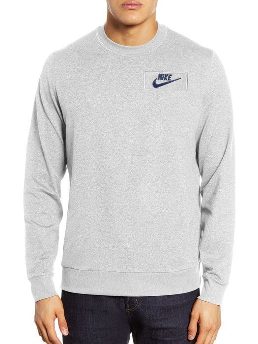 NK Fleece Grey & Navy Embroidery Sweatshirt For Men-Grey Melange-BR14376