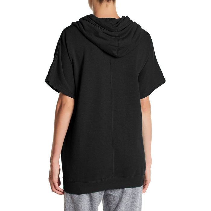 NK Fleece Short Sleeve Hoodie For Ladies-Black-RT936
