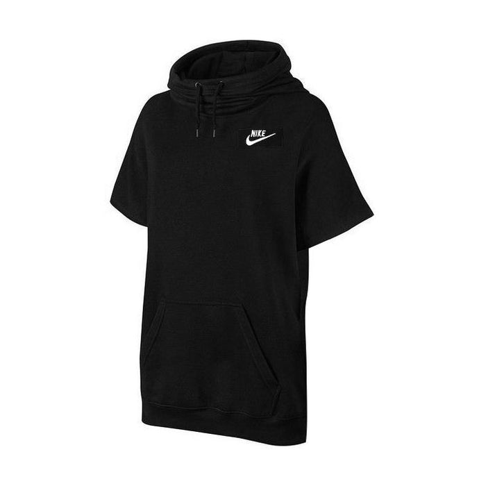 NK Fleece Short Sleeve Hoodie For Ladies-Black-RT936