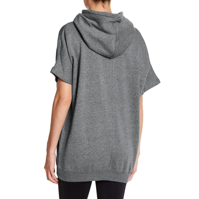 NK Fleece Short Sleeve Hoodie For Ladies-Charcoal Melange-BR125