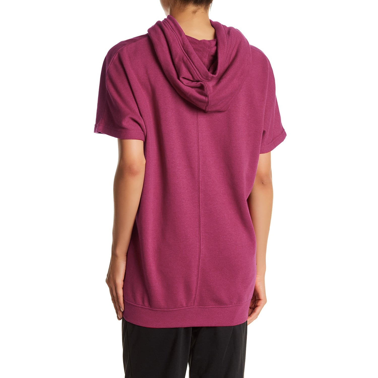 NK Fleece Short Sleeve Hoodie For Ladies-Dark Magenta-BR122