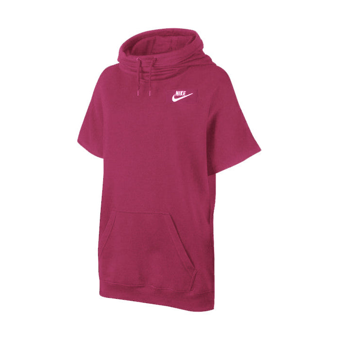 NK Fleece Short Sleeve Hoodie For Ladies-Dark Magenta-BR122