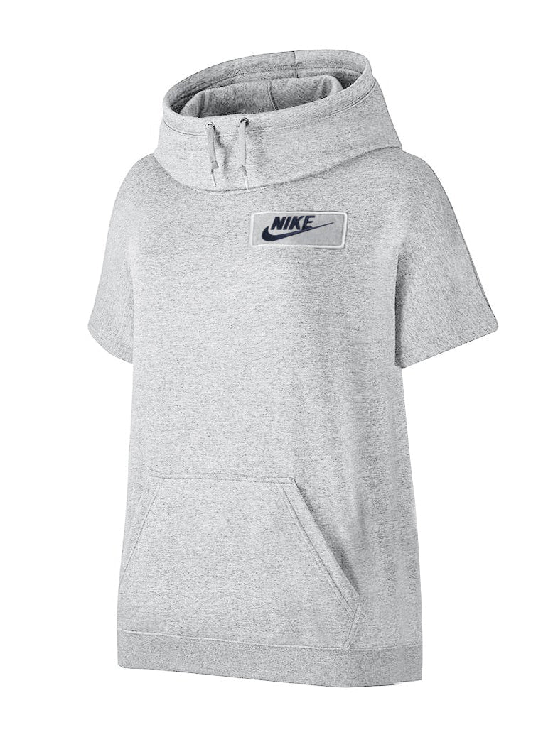 NK Fleece Cowl Neck Sleeveless Hoodie For Men-Grey Melange-RT2135