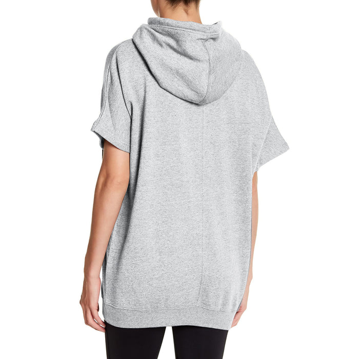 NK Fleece Short Sleeve Hoodie For Ladies-Grey Melange-BR123