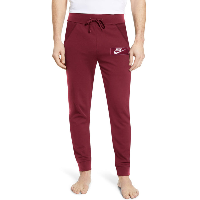 NK Fleece Slim Fit Pant Style Jogging Trouser For Men-Red with White Embroidery-RT2141