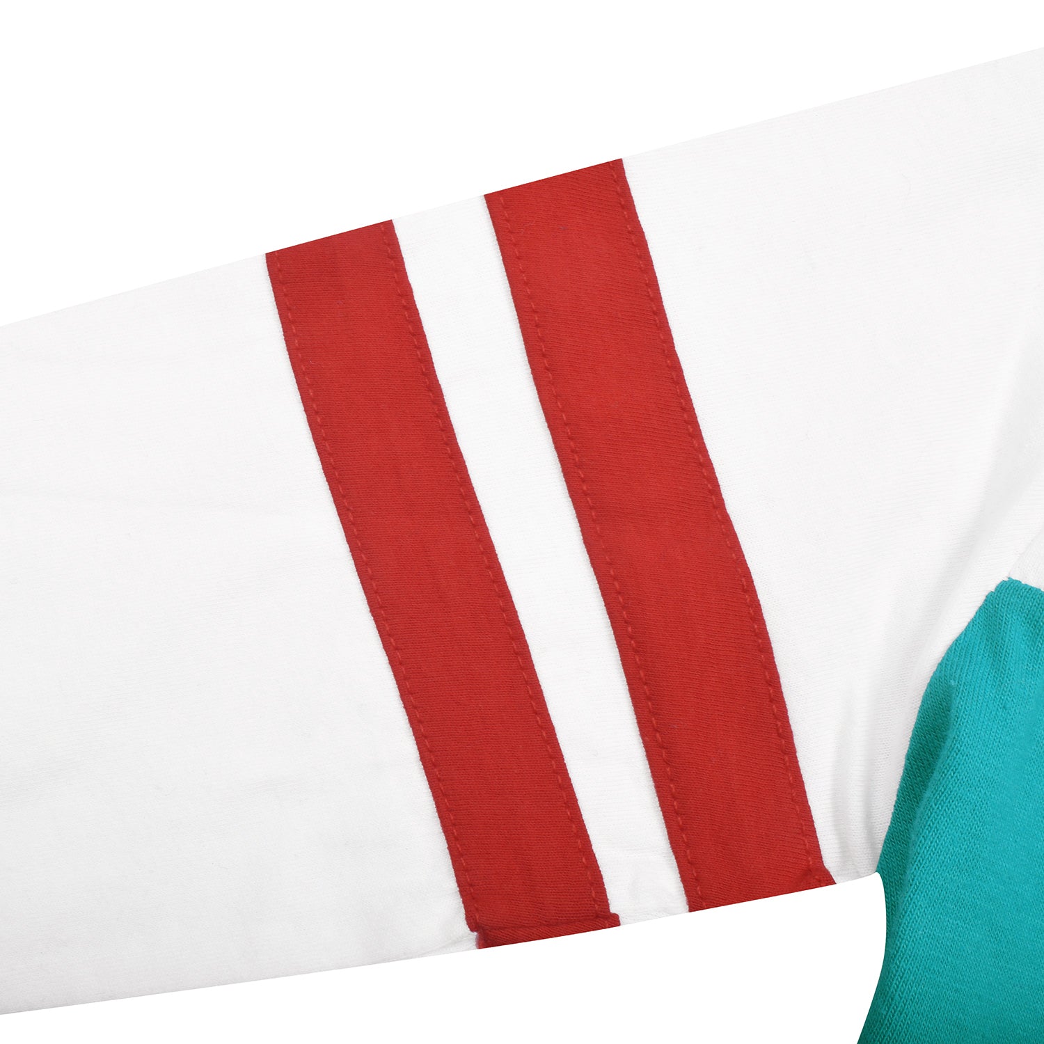 NK Summer Crew Neck Tee Shirt For Ladies-White with Dark Cyan Green Panels-BR14