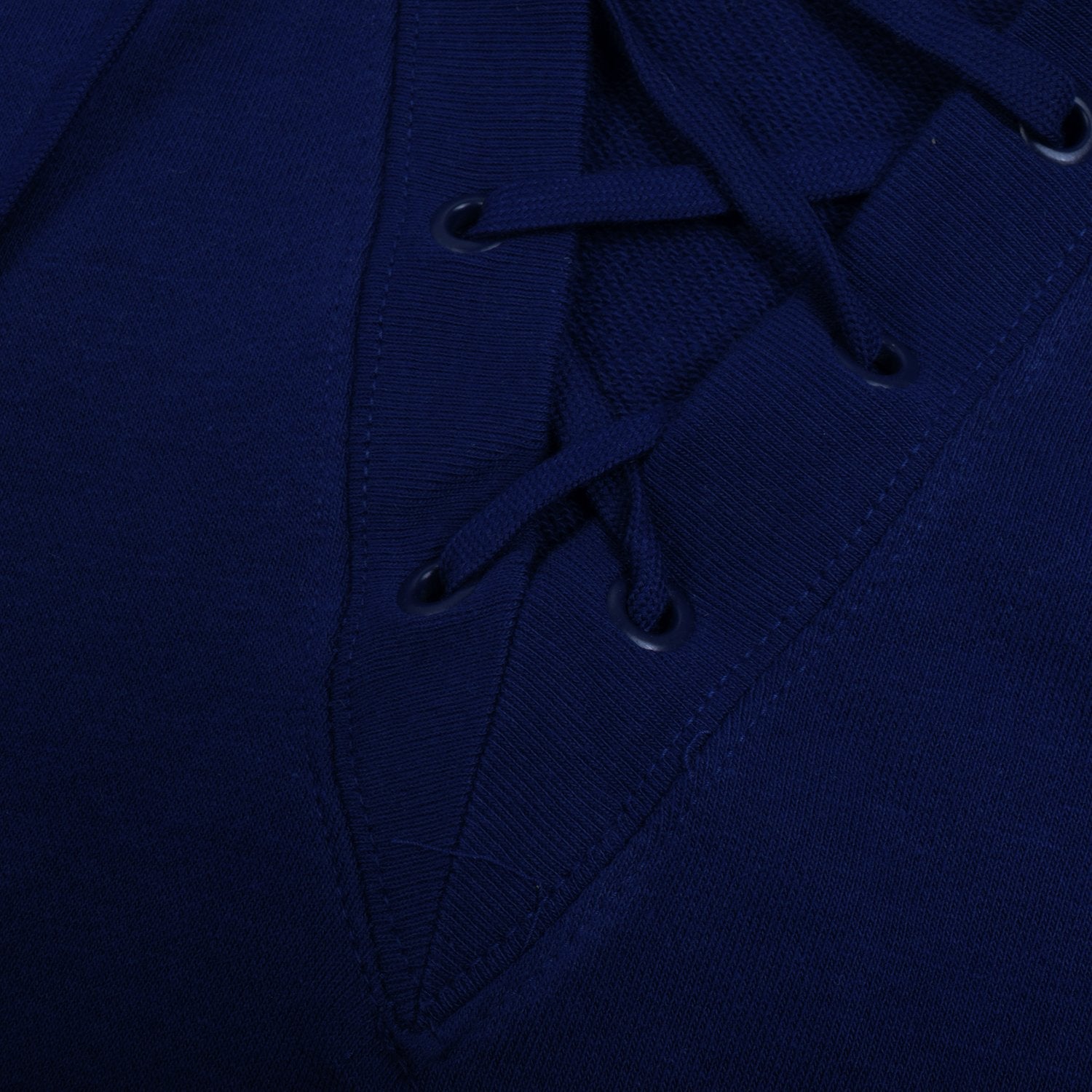 NK Terry Fleece Lace Up Hoodie For Ladies-Dark Royal Blue-BR116