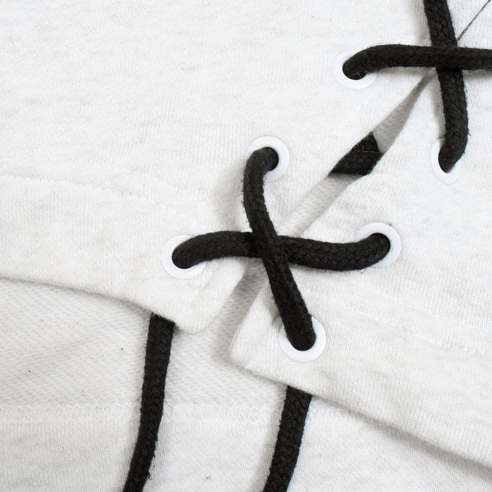 NK Terry Fleece Side Lace Up Sweatshirt For Women-Off White Melange-BR132