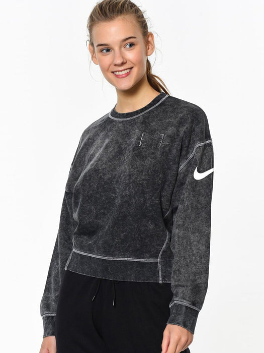 Nk Terry Fleece Rebel Sweatshirt For Ladies-Black Faded-BE13856