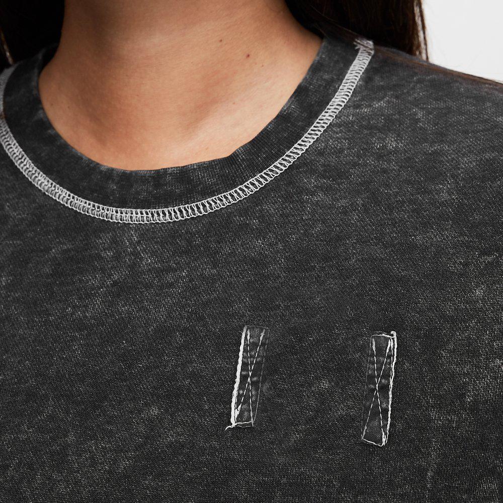 Nk Terry Fleece Rebel Sweatshirt For Ladies-Black Faded-BE13856